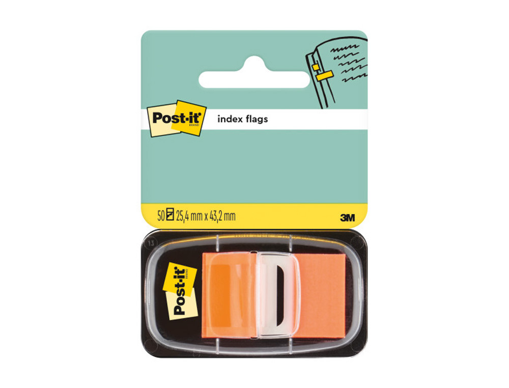 BANDAS SEPARADORAS POST-IT INDEX 3M, 25,4X43,1 MM LARANJA DISPENSADOR DE 50 UNIDADES