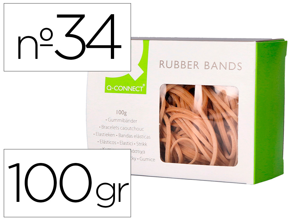ELASTICOS Q-CONNECT 100 GR 100X3 MM NUMERO 34