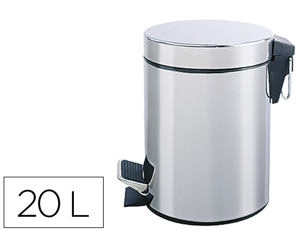 CESTO DE PAPEIS Q-CONNECT COM PEDAL CROMADO 43X29CM CAPACIDADE 20 LITROS