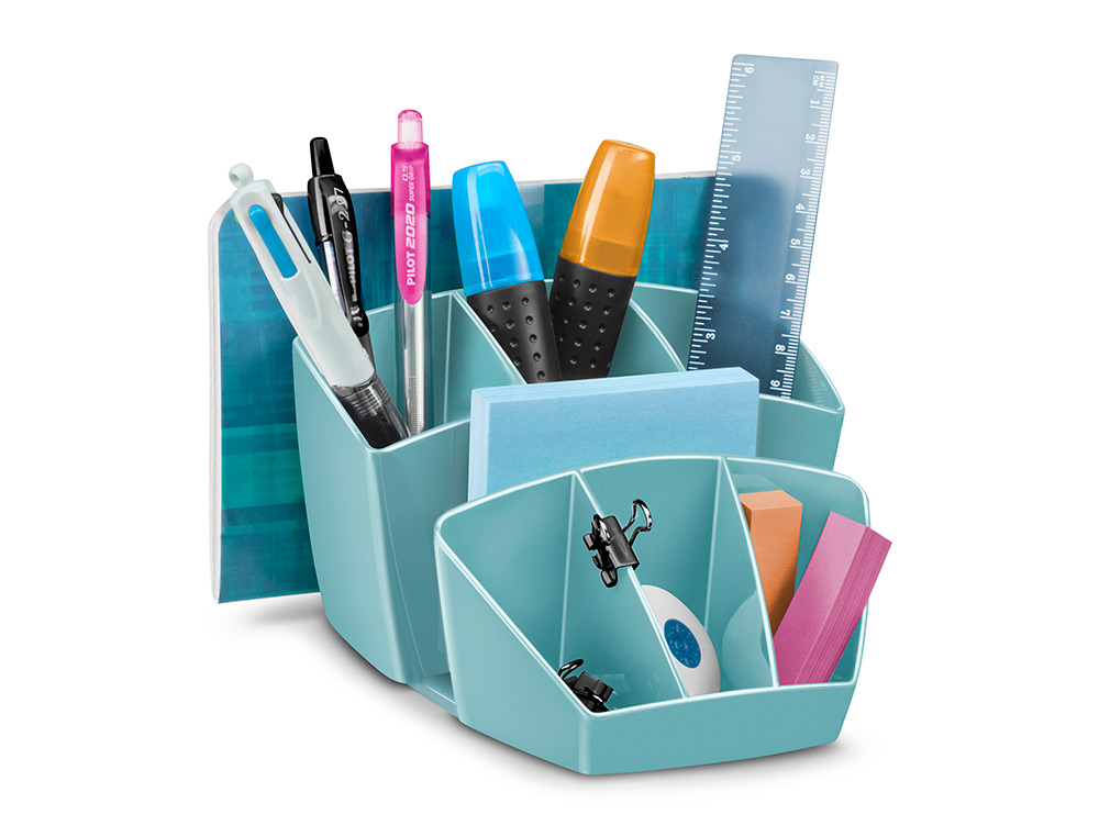 ORGANIZADOR DE SECRETARIA CEP RIVIERA PLASTICO 8 DEPARTAMENTOS COR VERDE AGUA 143X158X93 MM
