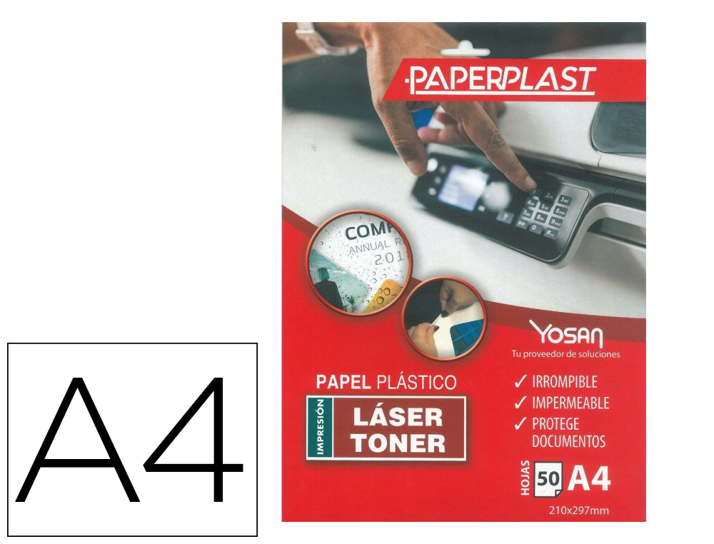 POLIESTER IMPRIMIVEL EM A4 PAPEL PLASTICO YOSAN PAPERPLAST POLIESTER BRANCO BRILHO DIN A4 250 MC