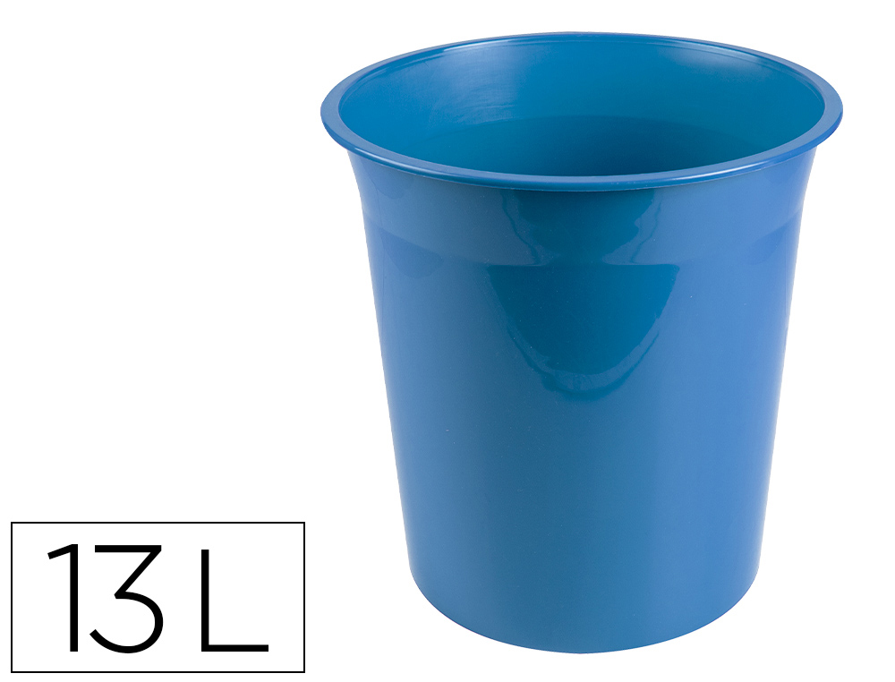 CESTO PLASTICO LIDERPAPEL ECOUSE 100% RECICLADO CELESTE OPACO 13 LITROS
