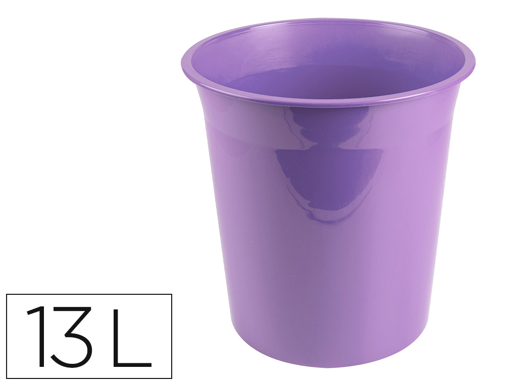 CESTO PLASTICO LIDERPAPEL ECOUSE 100% RECICLADO LAVANDA OPACO 13 LITROS
