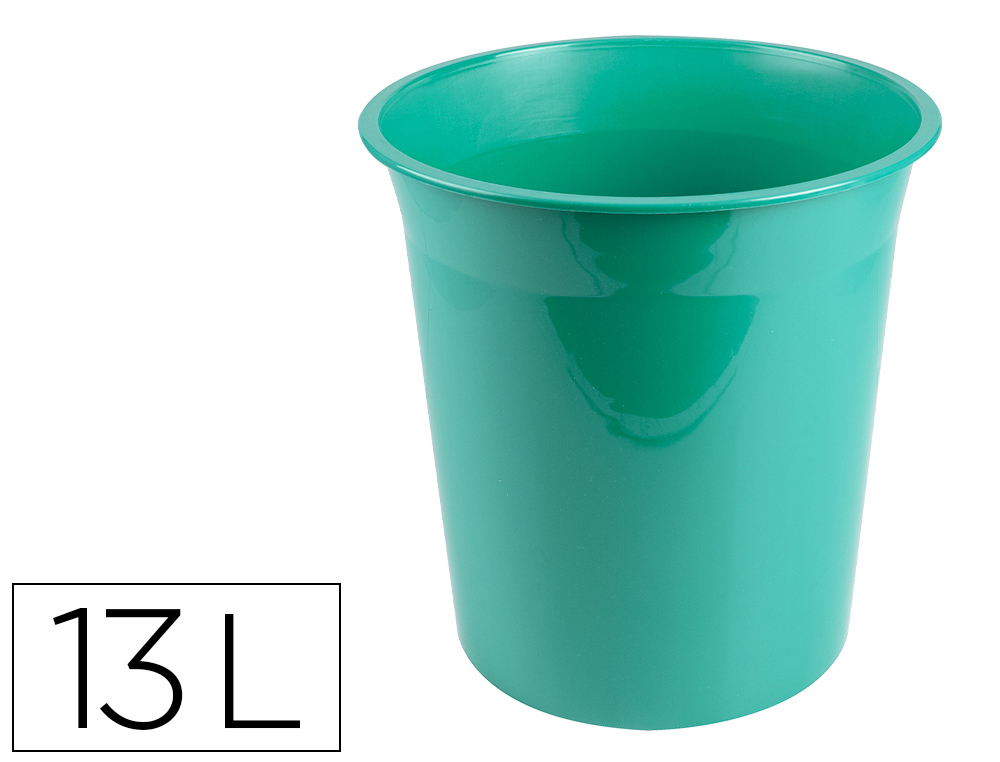 CESTO PLASTICO LIDERPAPEL ECOUSE 100% RECICLADO MENTA OPACO 13 LITROS