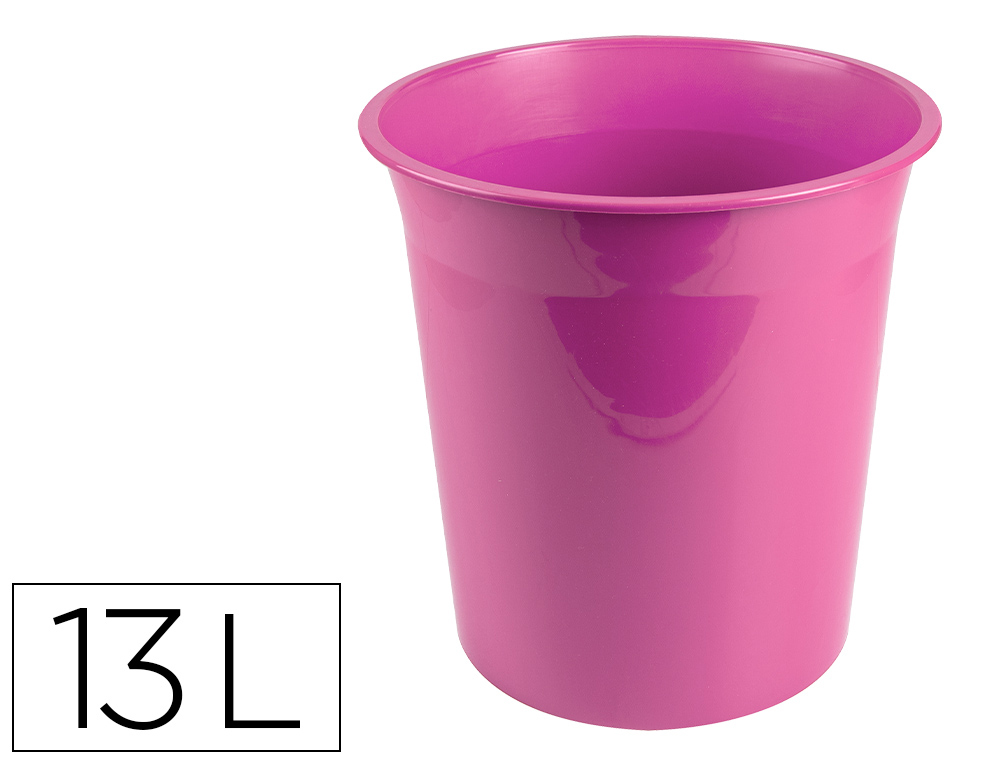 CESTO PLASTICO LIDERPAPEL ECOUSE 100% RECICLADO ROSA OPACO 13 LITROS