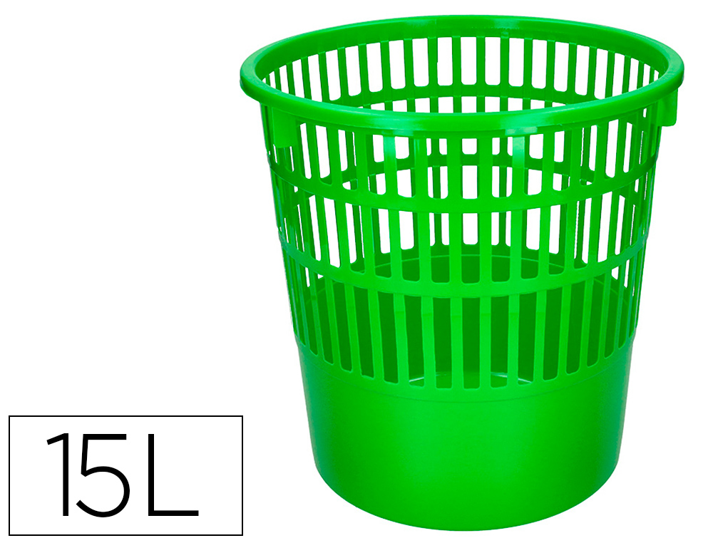 CESTO PLASTICO Q-CONNECT VERDE 15 LITROS