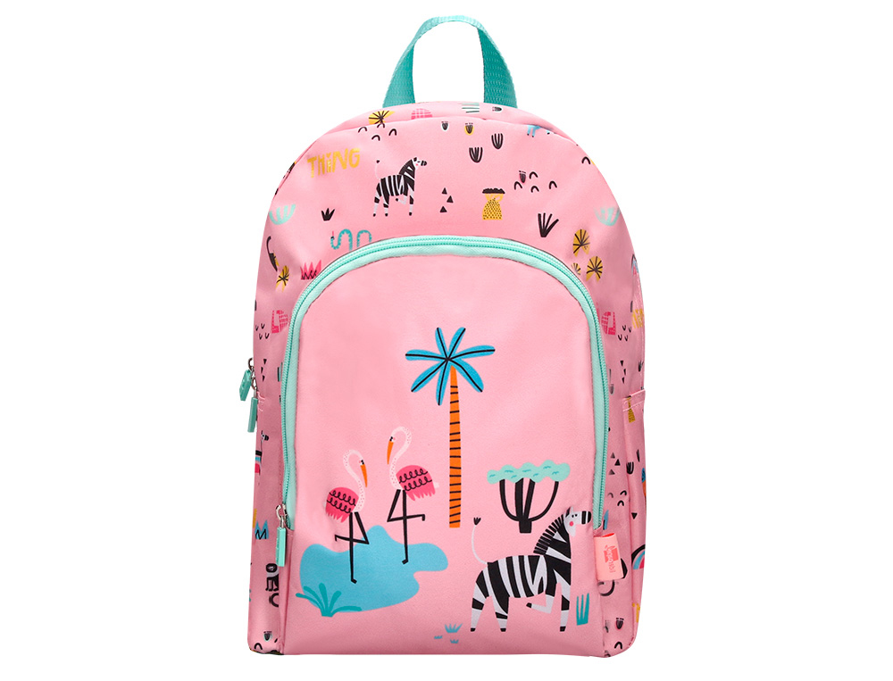 MOCHILA ESCOLAR LIDERPAPEL INFANTIL SAFARI DESENHO ZEBRA ROSA 330X100X250 MM