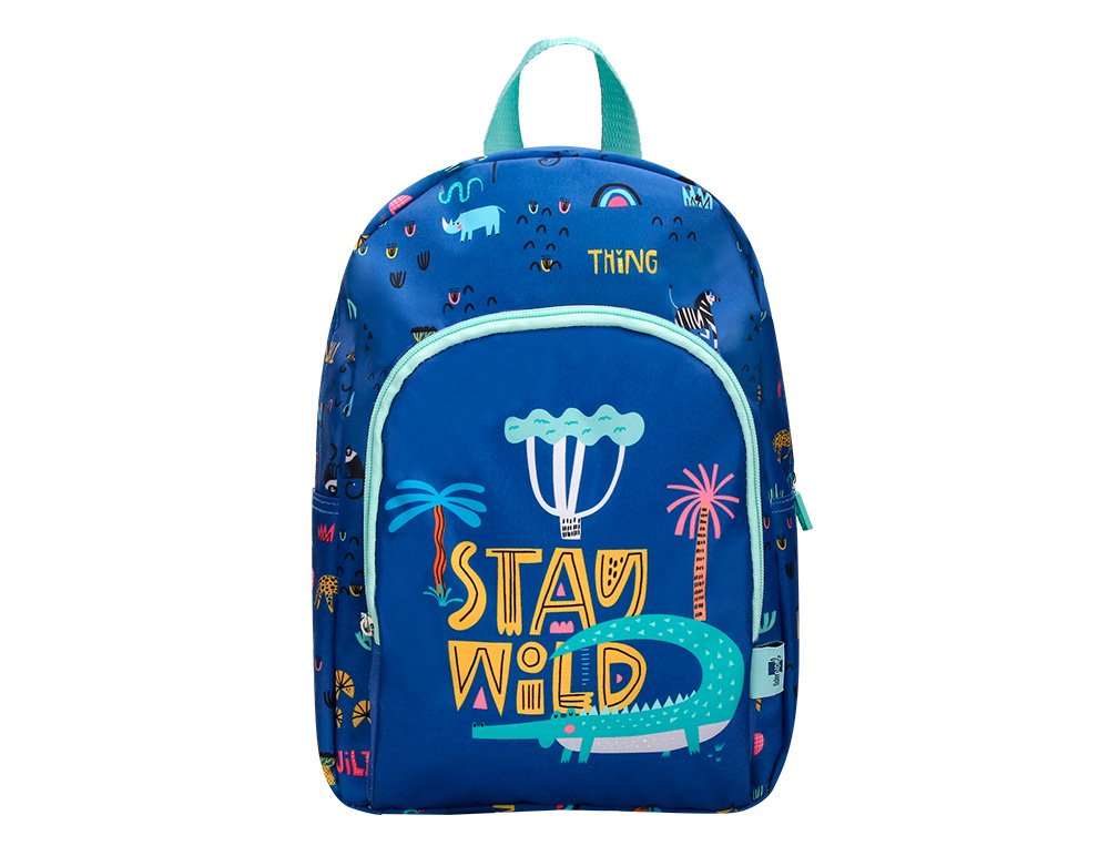 MOCHILA ESCOLAR LIDERPAPEL INFANTIL SAFARI DESENHO CROCODILO AZUL MARINHO 330X100X250 MM
