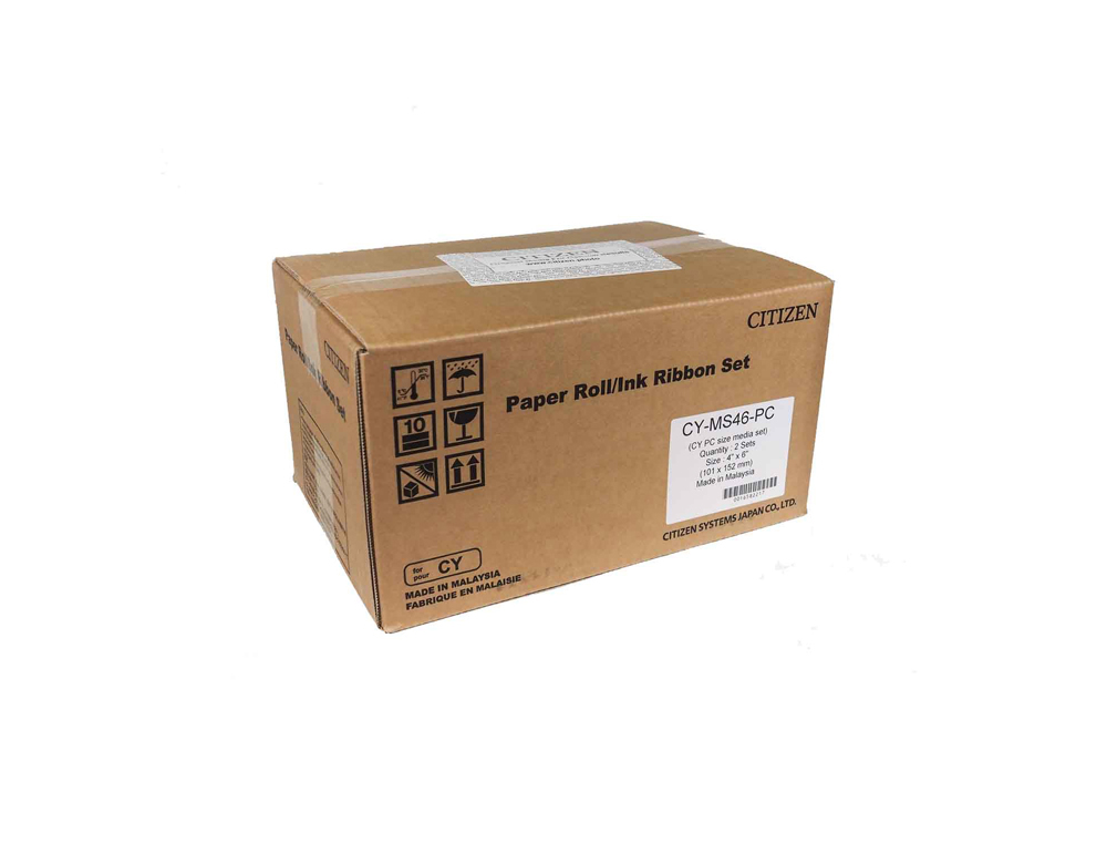 PAPEL DE SUBLIMACAO CITIZEN 10X15 CM 1400 IMPRESSOES POR ROLO PARA IMPRESSORA CY-02 CAIXA DE 2 UNIDADES