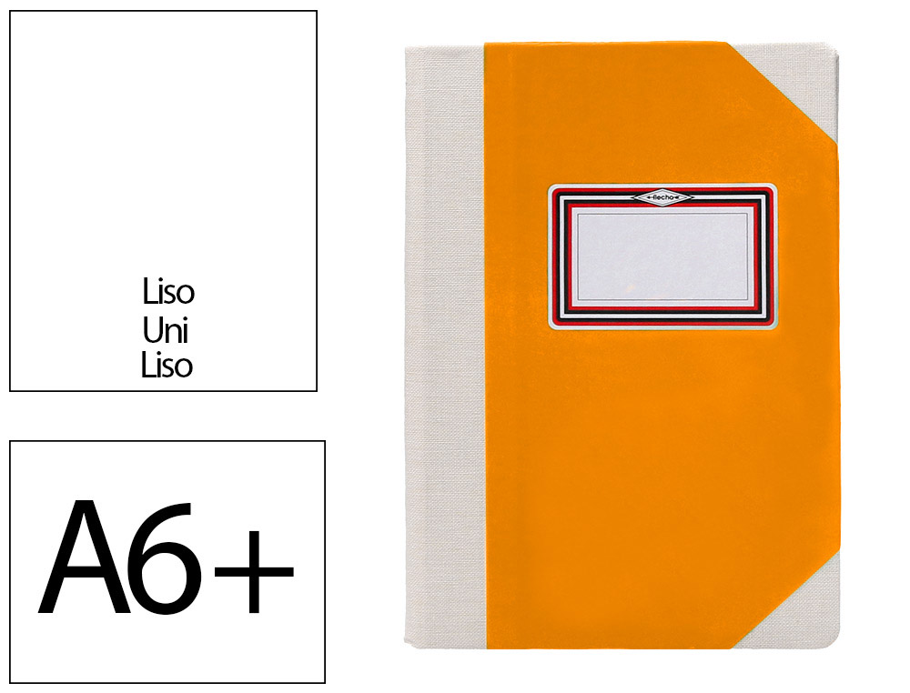 LIVRO DE CARTAO COSIDO FERNANDES FLECHA DIN A6+ LISO 50 FOLHAS 100 GR LARANJA