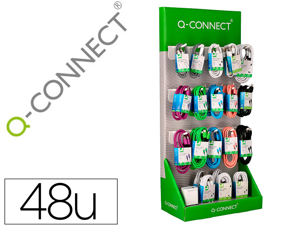 EXPOSITOR SECRETARIA Q-CONNECT PARA CABOS E CARREGADORES COM 48 UNIDADES SORTIDAS