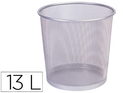 CESTO DE PAPEIS Q-CONNECT DE REDE METALICO PRATA CAPACIDADE 13 LITROS 28X26,5 CM