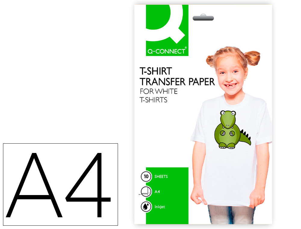 PAPEL Q-CONNECT TRANSFERENCIA PARA TELA KF01430 DIN A4 BOLSA DE 10 FOLHAS
