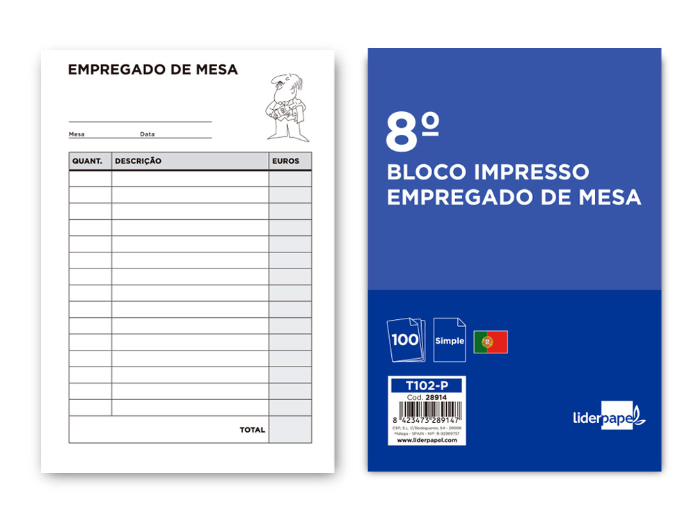 BLOCO EMPREGADO DE MESA SIMPLES 105X155 MM
