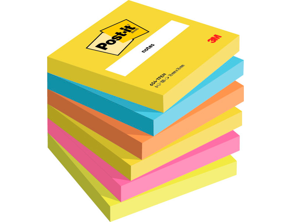 BLOCO DE NOTAS ADESIVAS POST-IT NEON. 76 X 76 MM
