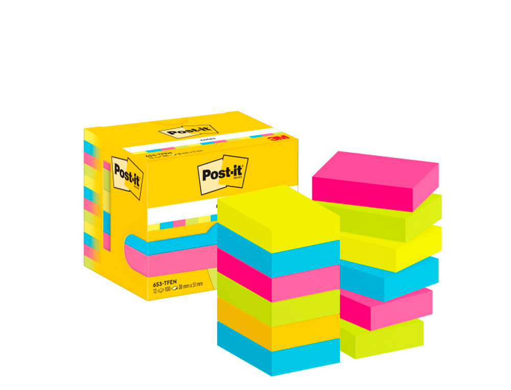 BLOCO DE NOTAS ADESIVAS POST-IT NEON. 38 X 51 MM