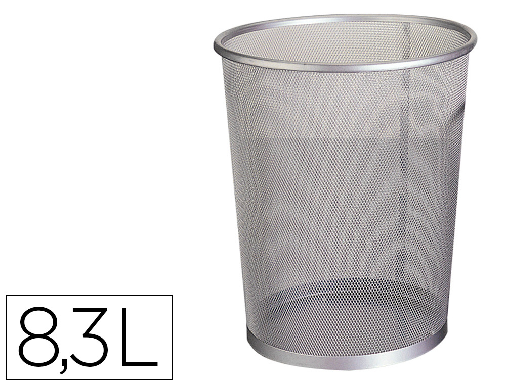 CESTO DE PAPEIS Q-CONNECT DE REDE METALICO PRATA CAPACIDADE 8,3 LITROS 26X23,5 CM