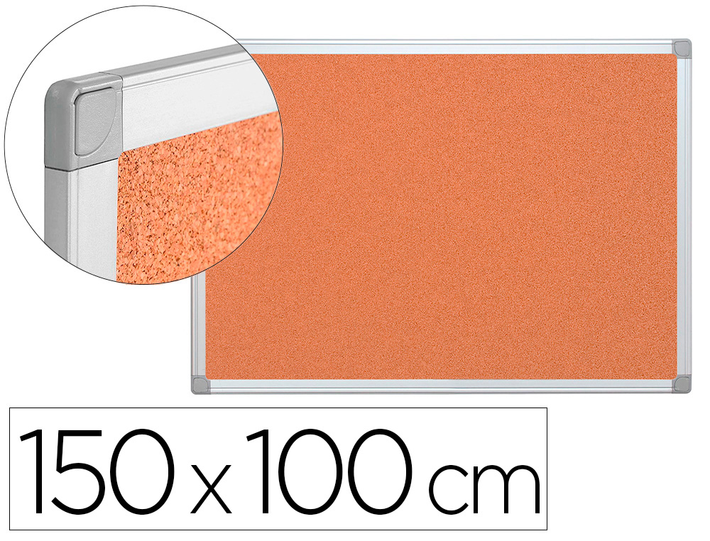 QUADRO DE CORTICA Q-CONNECT CAIXILHO DE ALUMINIO 150X100CM EXTRA CORTICA 5 MM