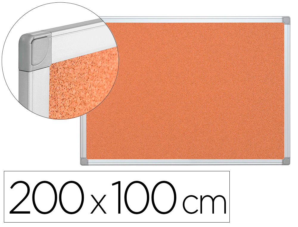 QUADRO DE CORTICA Q-CONNECT CAIXILHO DE ALUMINIO 200X100CM EXTRA CORTICA 5 MM