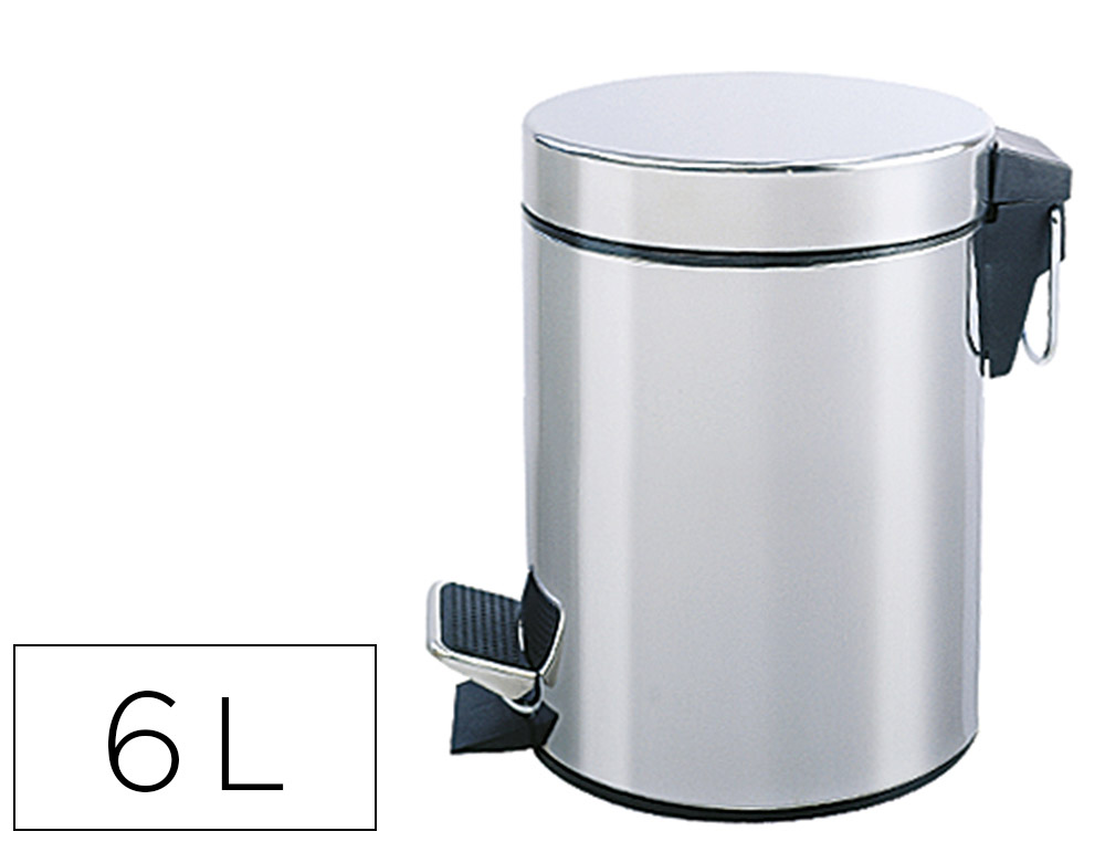 CESTO DE PAPEIS Q-CONNECT COM PEDAL CROMADO 21 X 32 CM CAPACIDADE 6 LITROS