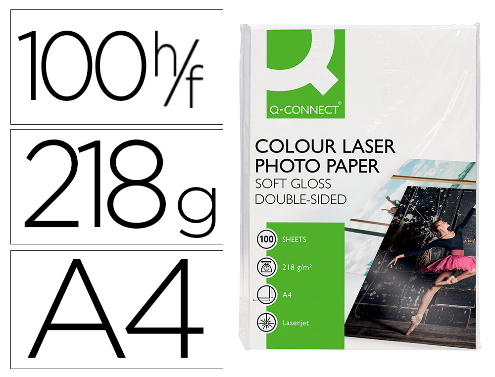PAPEL FOTOGRAFIA Q-CONNECT GLOSSY 218 GR CAIXA 100 FOLHAS