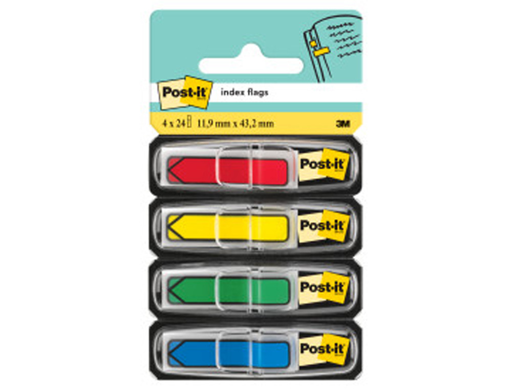 BANDAS SEPARADORAS POST-IT INDEX 4 CORES AZUL, AMARELO, VERDE E VERMELHO