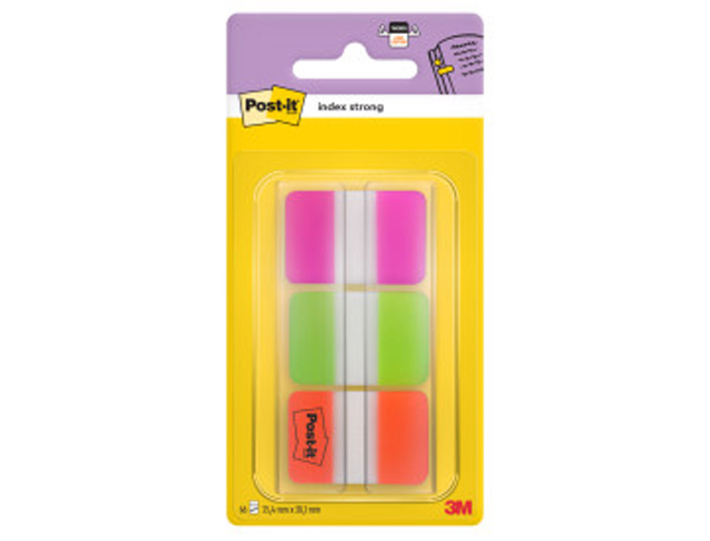 BANDAS SEPARADORAS POST-IT INDEX 3 CORES ROSA, VERDE E LARANJA