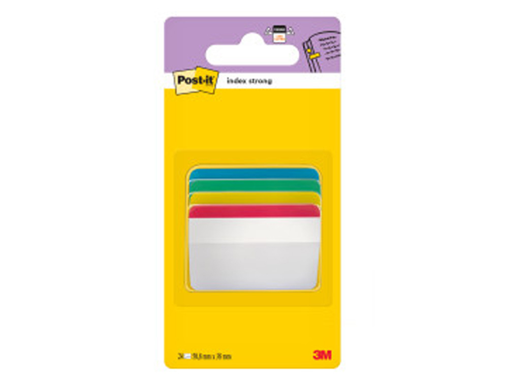 BANDAS SEPARADORAS POST-IT INDEX 4 CORES AZUL AMARELO, VERDE E VERMELHO