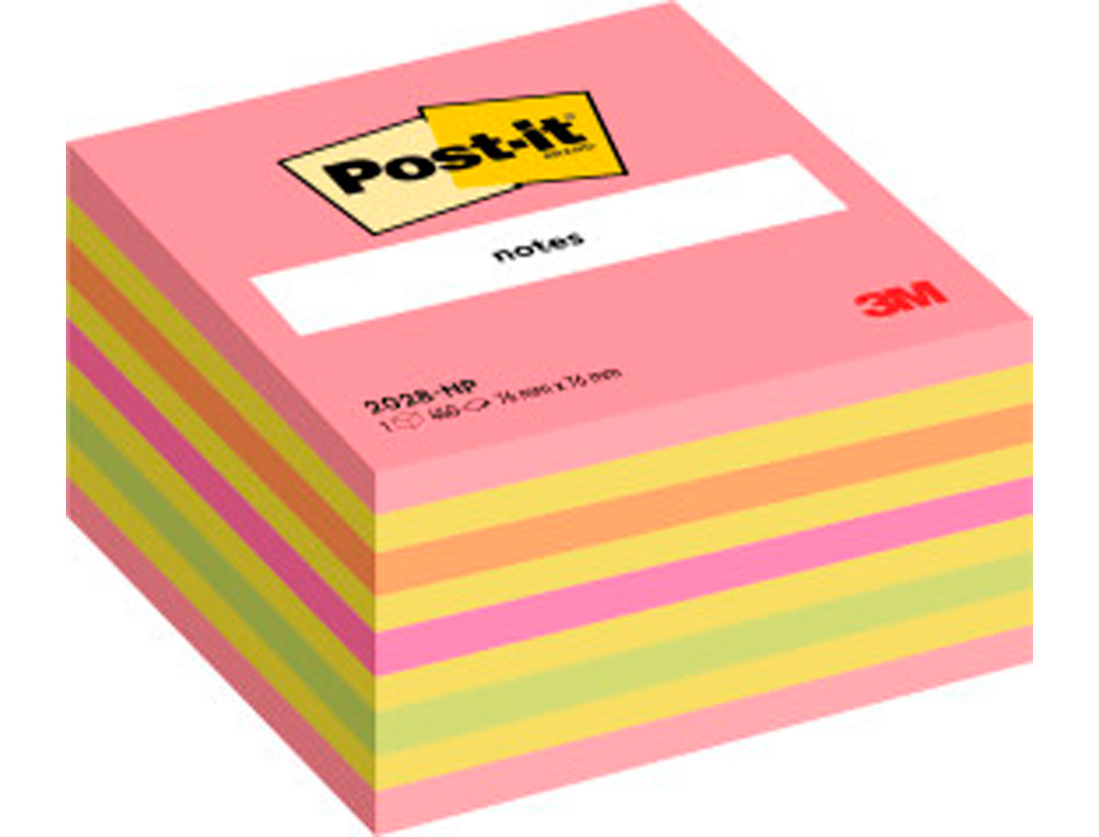 BLOCO DE NOTAS ADESIVAS POST-IT 76X76 MM CUBO COR ROSA NEON 450 FOLHAS