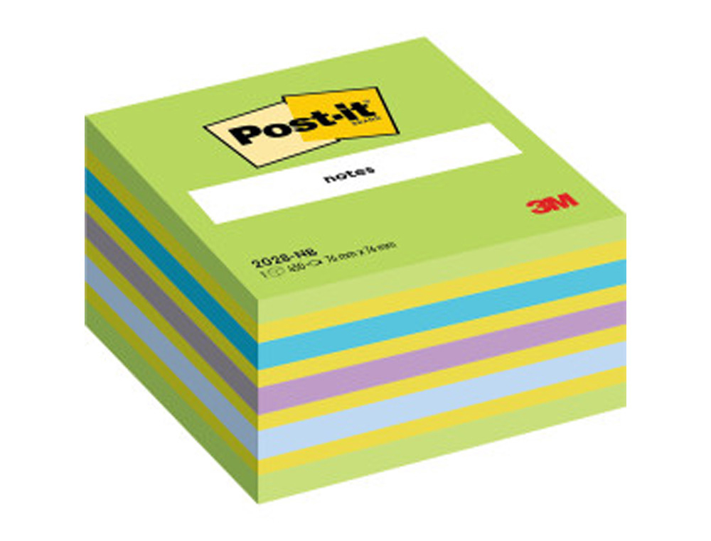 BLOCO DE NOTAS ADESIVAS POST-IT 76X76 MM CUBO COR AZUL E VERDE 450 FOLHAS