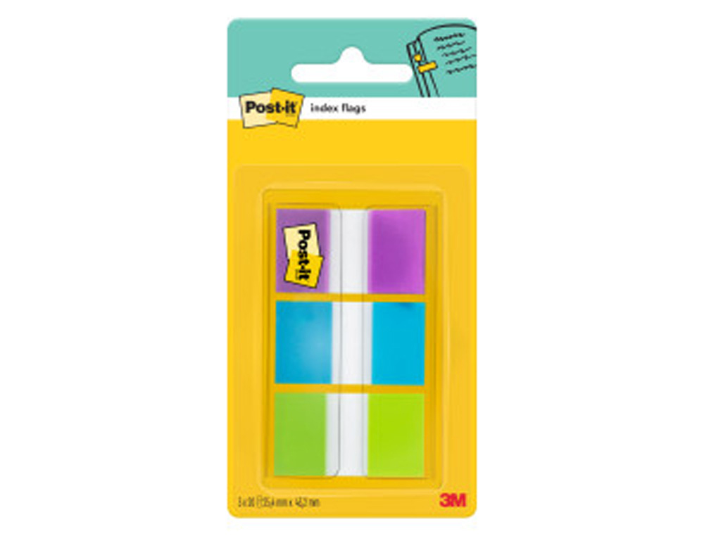 BANDAS SEPARADORAS POST-IT INDEX 680-ROY VERDE AZUL E VIOLETA DISPENSADOR BOLSA 3X20