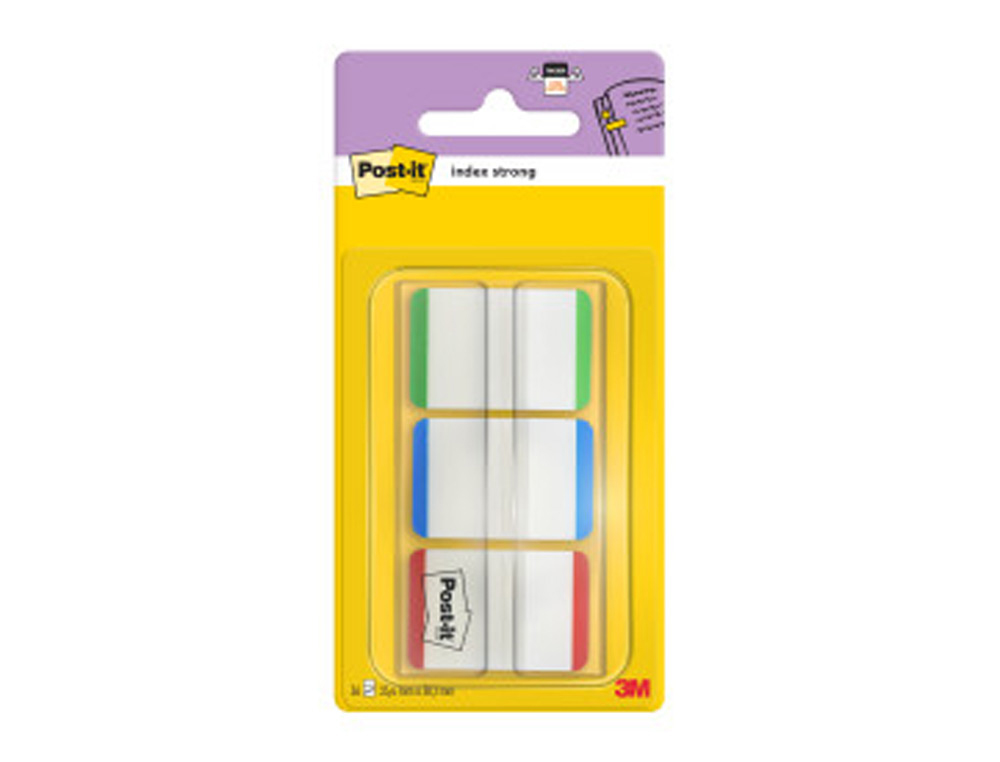BANDAS SEPARADORAS POST-IT INDEX VERDE VERMELHO E AZUL DISPENSADOR BOLSA 3X22
