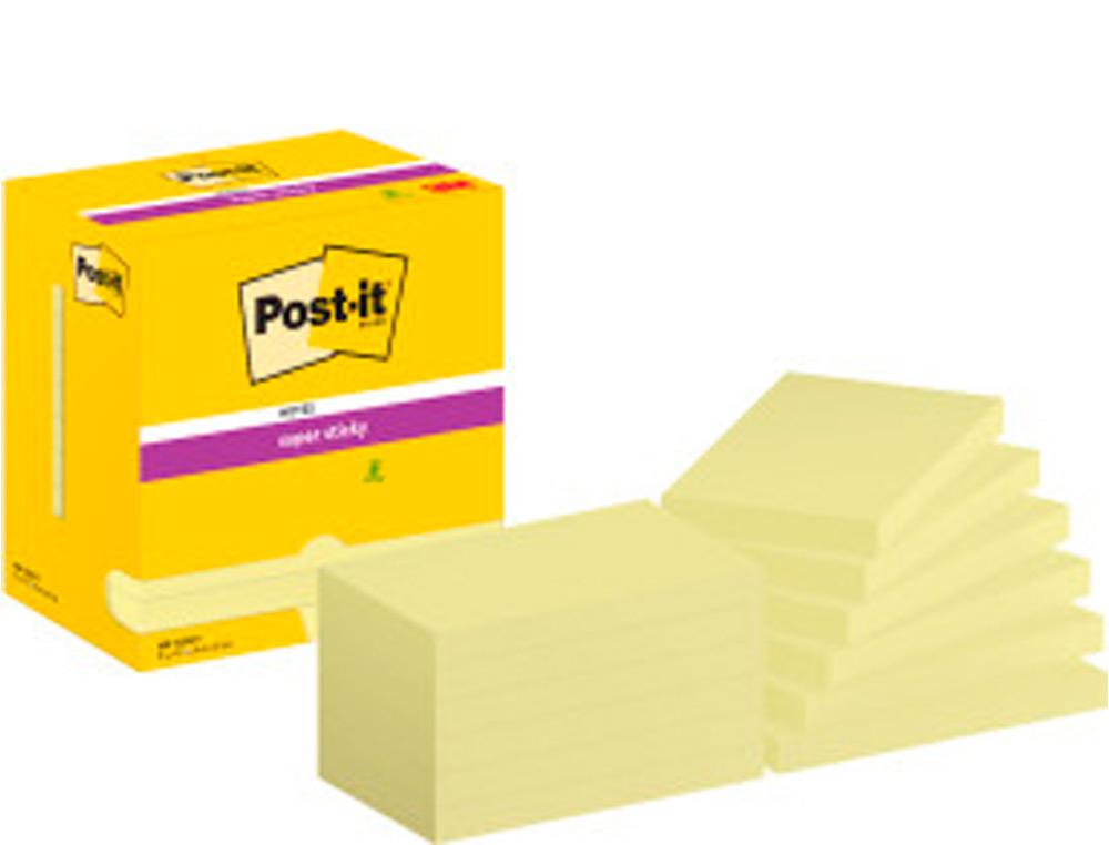 BLOCO DE NOTAS ADESIVAS POST-IT SUPER STICKY 76X127 MM COM 6 BLOCOS AMARELO CANARIO