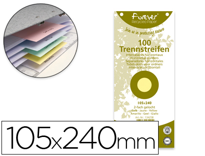 SEPARADOR EXACOMPTA CARTOLINA RECICLADO CONJUNTO DE 100 SEPARADORES 105X240 COM 2 FUROS CORES SORTIDAS