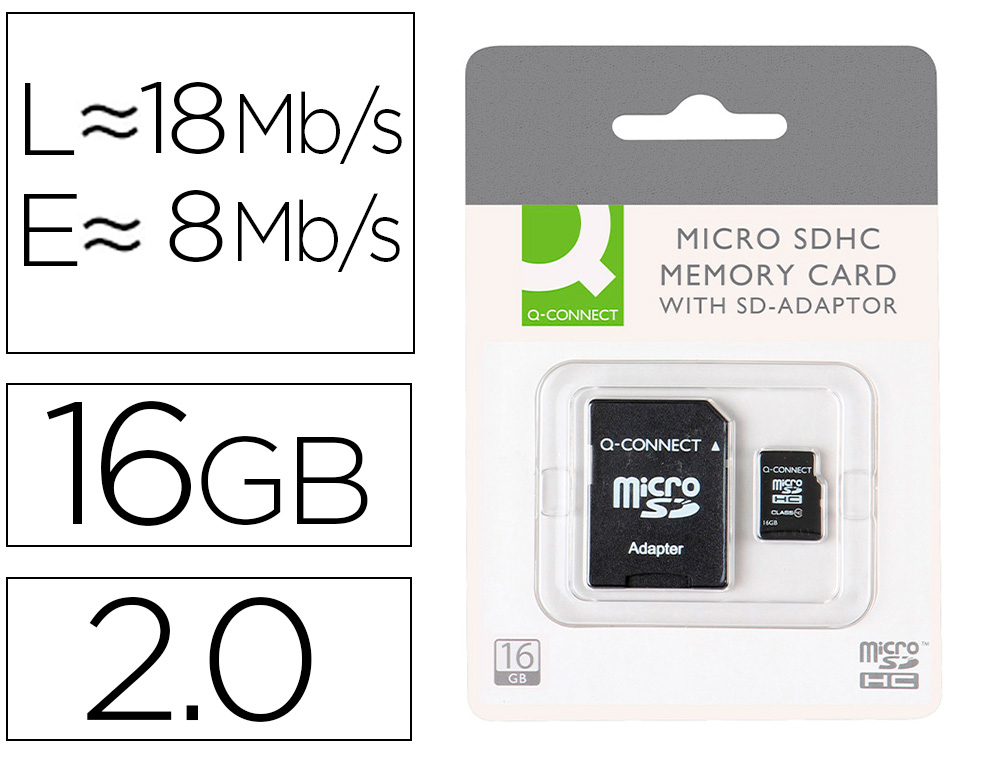 CARTAO DE MEMORIA SD MICRO Q-CONNECT FLASH 16 GB CLASSE 6 COM ADAPTADOR
