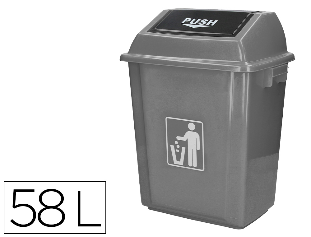 CONTENTOR DE LIXO INDUSTRIAL Q-CONNECT COM TAMPA DE EMPURRAR 58 L 470X330X760 MM
