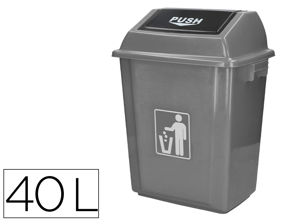 CONTENTOR DE LIXO INDUSTRIAL Q-CONNECT COM TAMPA DE EMPURRAR 40 L 410X280X610 MM