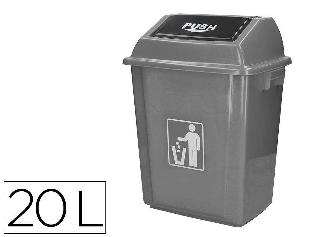 CONTENTOR DE LIXO INDUSTRIAL Q-CONNECT COM TAMPA DE EMPURRAR 20 L 340X240X450 MM
