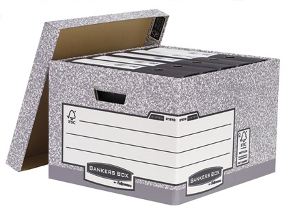 CAIXA PARA ARQUIVO MORTO FELLOWES EM CARTAO RECICLADO CAPACIDADE 4 CAIXAS DE ARQUIVO FORMATO FOLIO 387X294X445 MM COR CI
