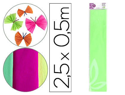 PAPEL CREPE LIDERPAPEL 50 CM X 2,5 M 34GR VERDE FLUORESCENTE